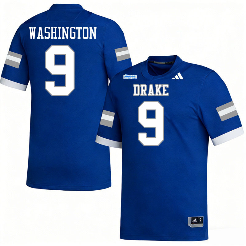 Drake Bulldogs #9 Xavier Washington College Football Jerseys,Uniforms-Blue